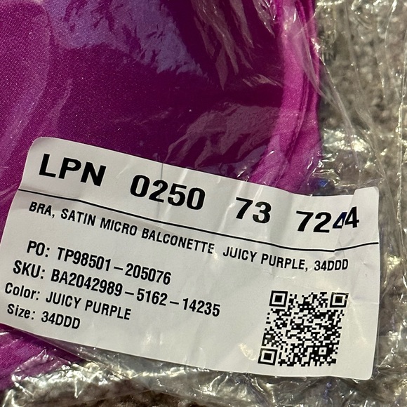 NWT Savage X Fenty 34DDD Purple Satin Balconette Bra - Picture 5 of 5
